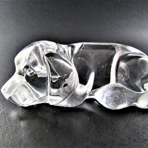 VINTAGE PRINCESS HOUSE 24% CRYSTAL GLASS SLEEPING DOG FIGURINE PAPERWEIGHT